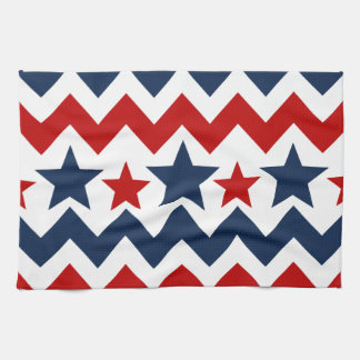 Fun Red White Blue Chevron Stars and Stripes Tea Towel