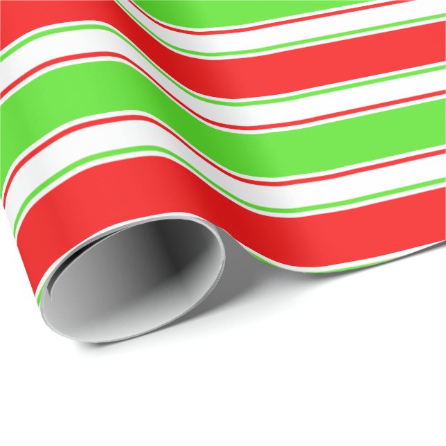 Fun Red, White, Green Christmas-Inspired Pattern Wrapping Paper (Roll Corner)