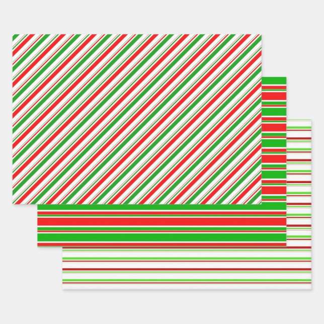 Fun Red, White, Green Coloured Christmas-Inspired Wrapping Paper Sheet (Set)