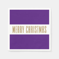 Fun Regal Purple White MERRY CHRISTMAS Stripes