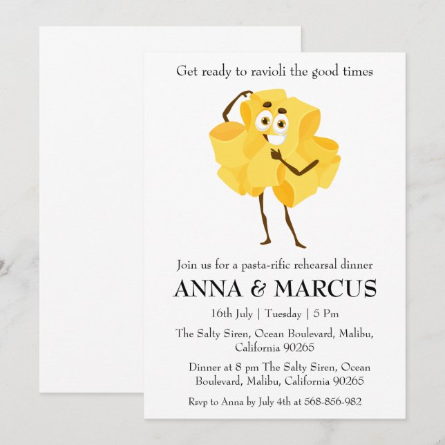 fun rehearsal dinner invitations (Front/Back)