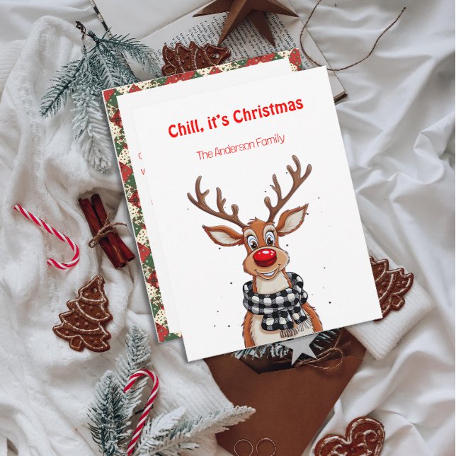 Fun reindeer Rudolph christmas wishes Postcard (Creator Uploaded)