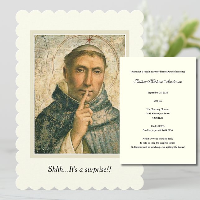FUN RELIGIOUS SAINT DOMINIC SURPRISE PARTY EVENT INVITATION (Creator Uploaded)