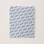 Fun Repeating Name with Stars Blue & Grey Jigsaw Puzzle<br><div class="desc">This puzzle is the perfect toy to keep him entertained on long days when stuck inside. Features a fun yet difficult to solve pattern with his name repeated in a diagonal pattern alternating with stars on a grey background. Fun and challenging!</div>