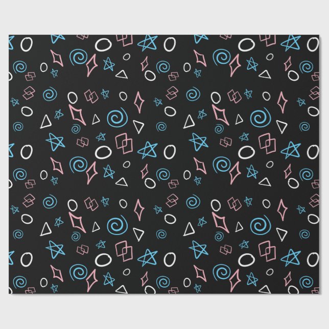 Fun repeating pattern in the trans flag colours! wrapping paper (Flat)