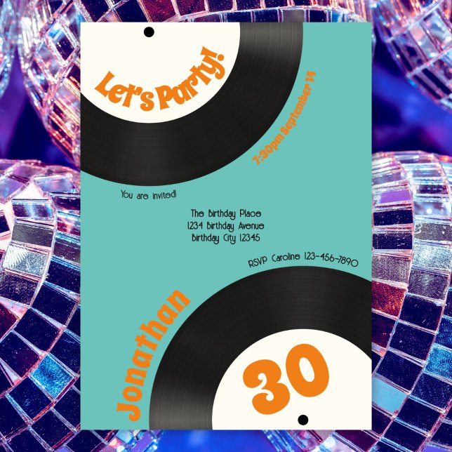Fun Retro 30th Birthday 90s Music Vinyl Record Invitation (Creator Uploaded)