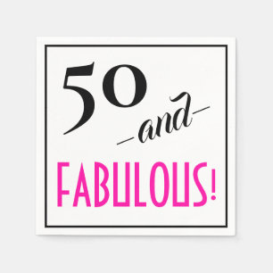 Fun Retro 50 and FABULOUS! 50th Birthday Paper Napkin