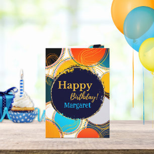 Fun Retro 80’s Happy Birthday Abstract Personalise Card