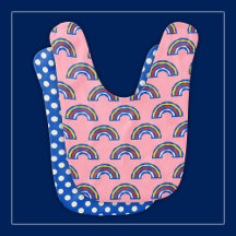 Fun Retro 80s Primary Colour Rainbows on Cute Pink