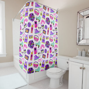 Fun retro 90s nostalgia – Y2K tech and clothing Shower Curtain