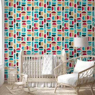Fun Retro Abstract Shape Pattern Wallpaper