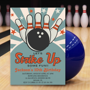 Fun Retro Bowling Party for Kids Invitation