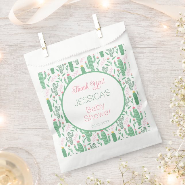 Fun Retro Cactus Succulent Floral Baby Shower     Favour Bags (Clipped)
