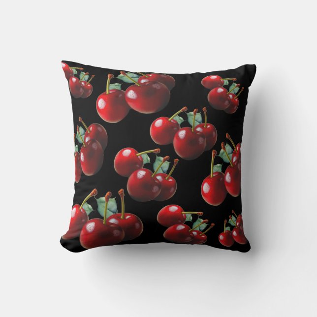 Fun Retro chic red Cherries  Cushion (Front)