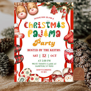 Fun Retro Christmas Pajama Party Invitation