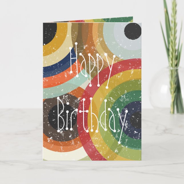 fun retro circle pattern greeting card (Front)