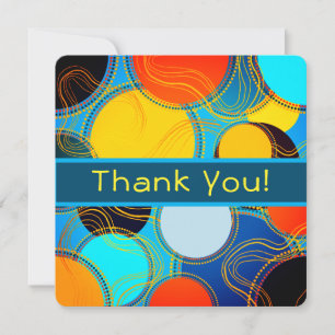 Fun Retro Colourful Abstract Personalise Thank You Card