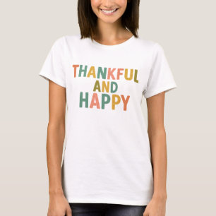 Fun Retro Colourful Pattern Thankful and Happy T-Shirt