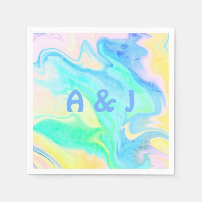 Fun Retro Colourful Personalised Cocktail Party Napkin (Front)