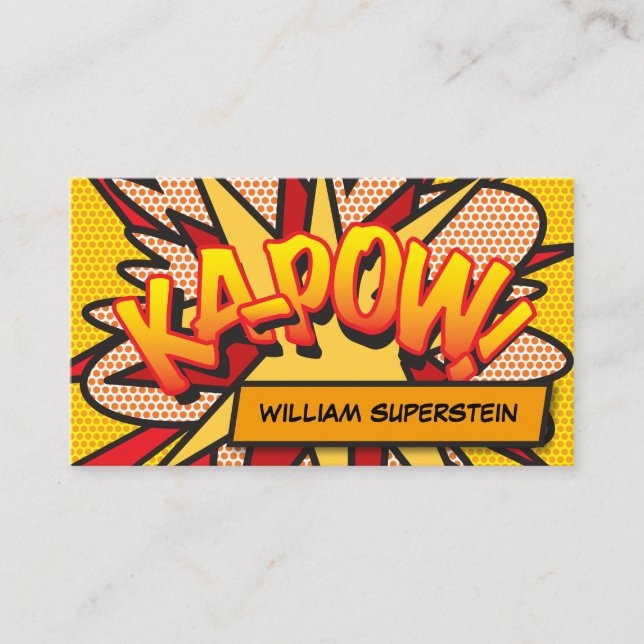 Fun Retro Comic Book Colourful Business Card (Front)