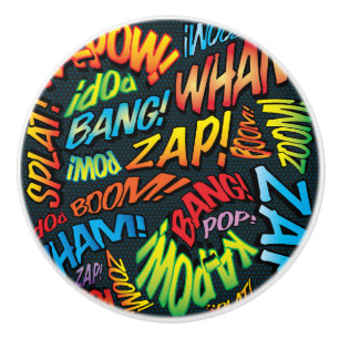 Fun Retro Comic Book Pop Art Sounds Ceramic Knob
