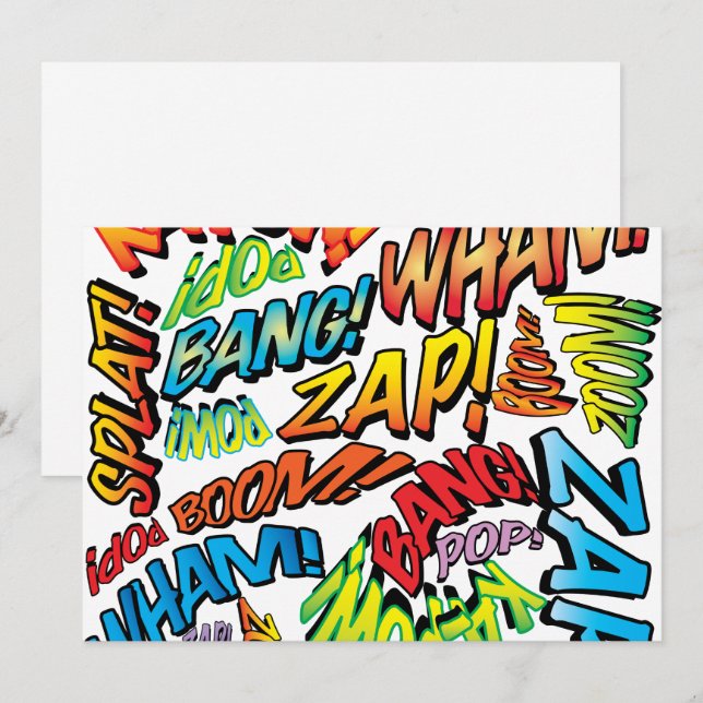 Fun Retro Comic Book Pop Art Sounds Invitation (Front/Back)