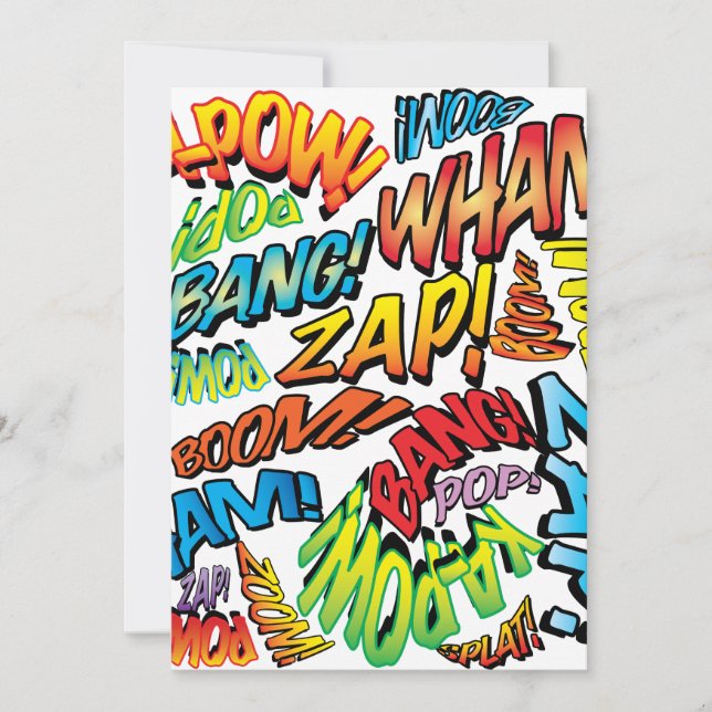 Fun Retro Comic Book Pop Art Sounds Invitation (Front)