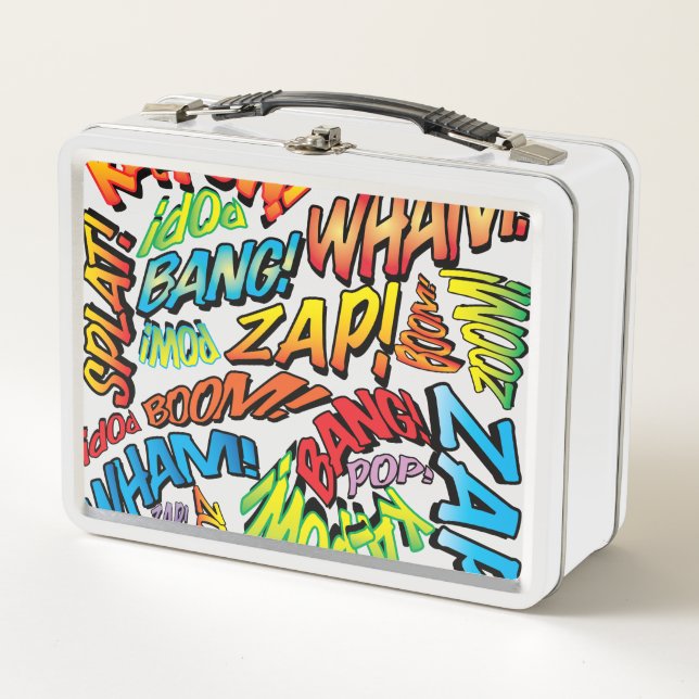 Fun Retro Comic Book Pop Art Sounds Metal Lunch Box (Front)