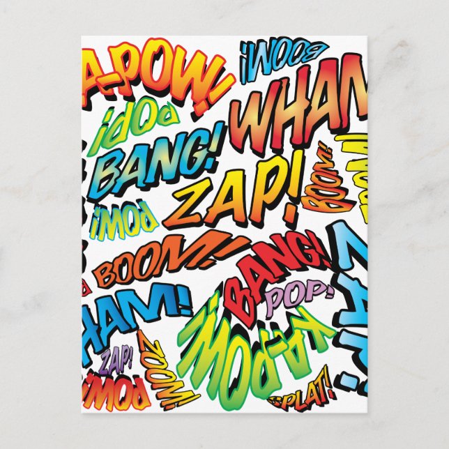 Fun Retro Comic Book Pop Art Sounds Postcard (Front)