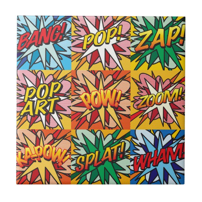 Fun Retro Comic Book Pop Art Tile (Front)