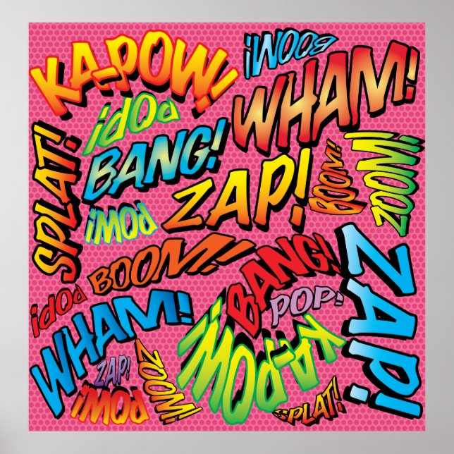 Fun Retro Comic Book Pop Artt Sounds Poster (Front)