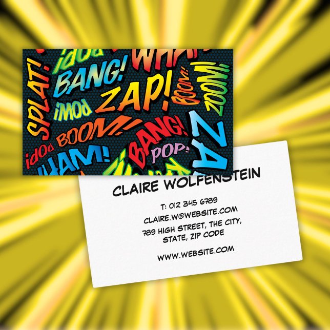 Fun Retro Comic Book Sounds Business Card (Fun Retro Comic Book Sounds Business Card)