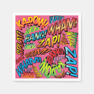 Fun Retro Comic Book Sounds Napkin