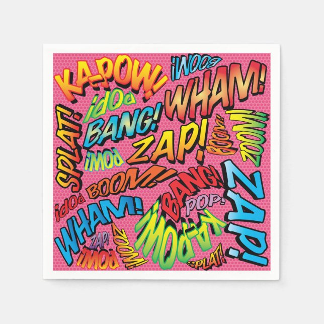 Fun Retro Comic Book Sounds Napkin (Front)