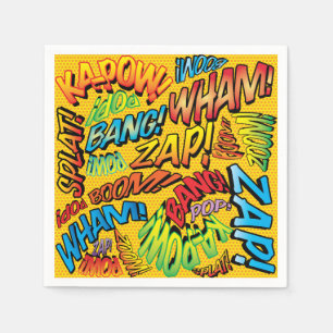 Fun Retro Comic Book Sounds Napkin