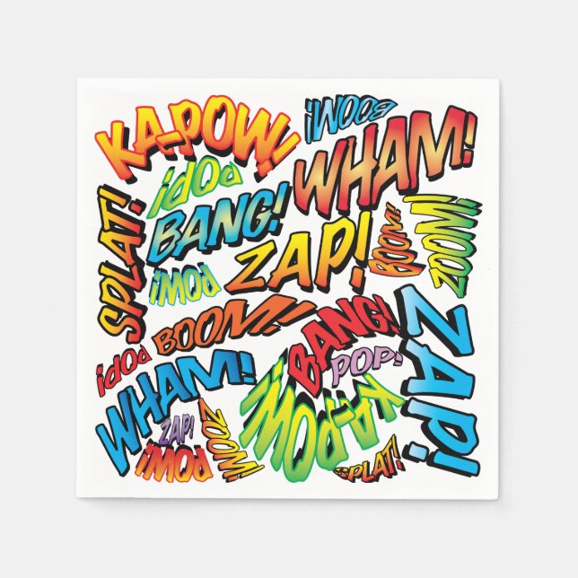 Fun Retro Comic Book Sounds Napkin (Front)