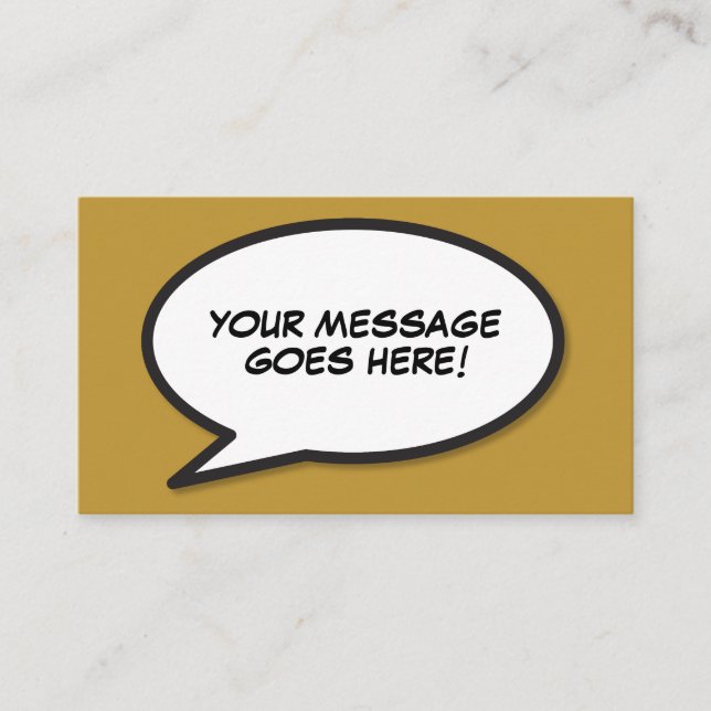 Fun Retro Comic Book Speech Bubble Business Card (Front)