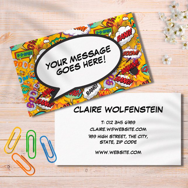 Fun Retro Comic Book Speech Bubble Business Card (Creator Uploaded)