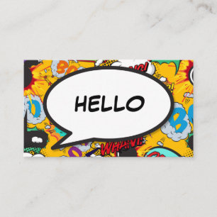 Fun Retro Comic Book Speech Bubble HELLO Business Card