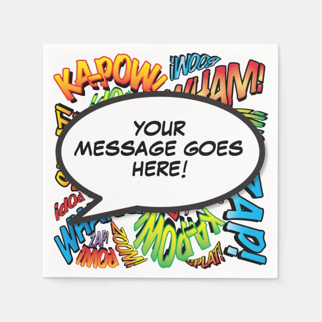 Fun Retro Comic Book  Speech Bubble Napkin (Front)