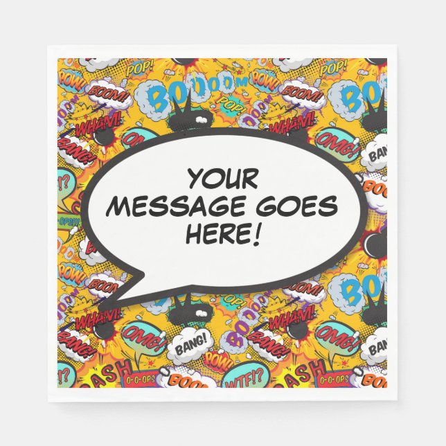 Fun Retro Comic Book Speech Bubble Napkin (Front)