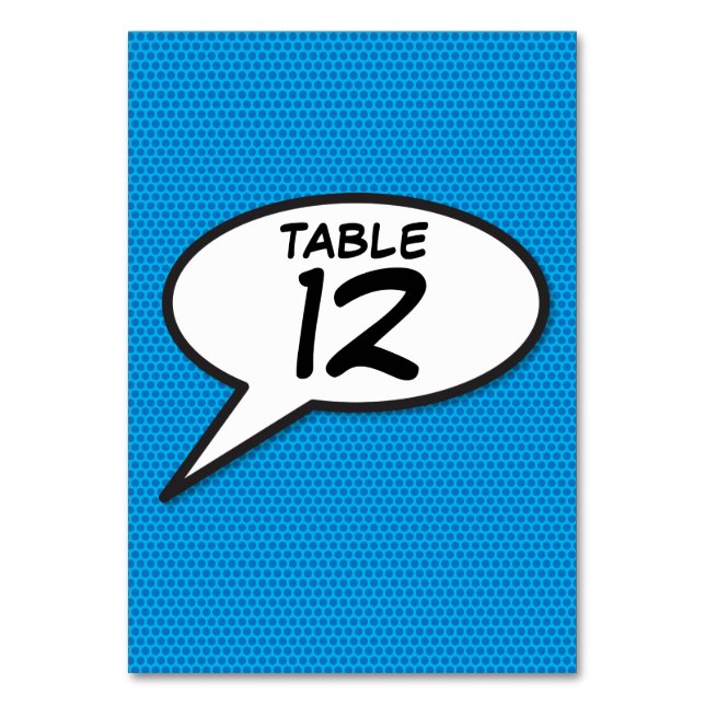 Fun Retro Comic Book Theme Wedding Table Number (Front)
