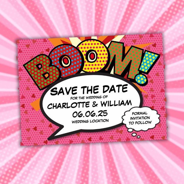 Fun Retro Comic Book Wedding Save the Date (Fun Retro Comic Book Wedding Save the Date)