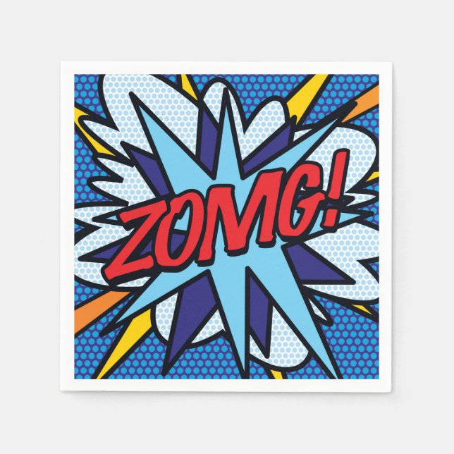 Fun Retro Comic Book ZOMG Napkin (Front)