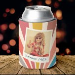 Fun Retro Custom 2 Photo Birthday Vintage  Can Cooler<br><div class="desc">The Fun Retro Custom 2 Photo Birthday Vintage 70s sunburst disco can cooler is the perfect accessory for anyone looking to add a touch of vintage flair to their next party or gathering. This can cooler features a colourful sunburst disco design inspired by the vibrant hues and funky patterns of...</div>