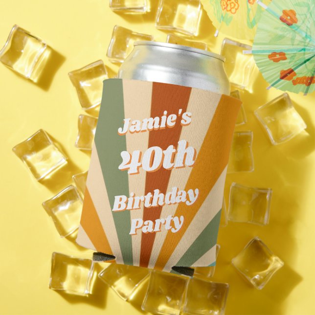 Fun Retro Custom 40th Birthday Vintage Can Cooler (In Situ Summer)