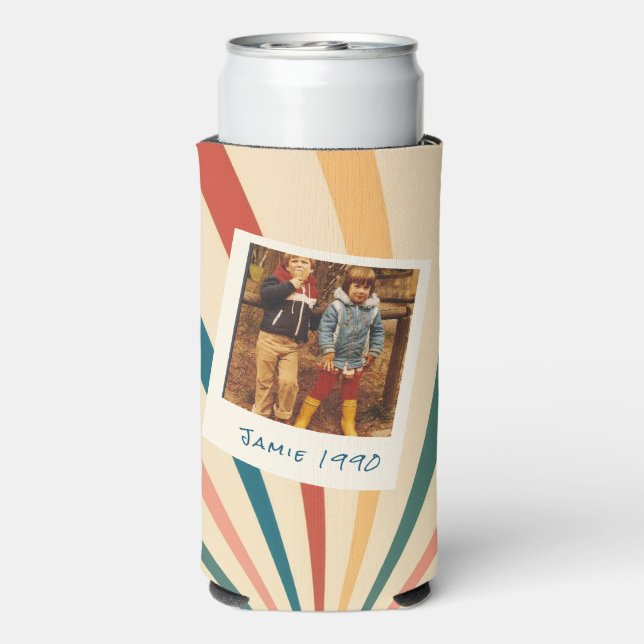Fun Retro Custom 40th Birthday Vintage Can Cooler (Seltzer Back)