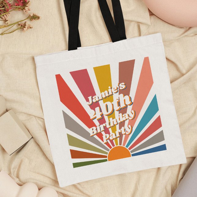 Fun Retro Custom 40th Birthday Vintage Photo Tote Bag (Creator Uploaded)