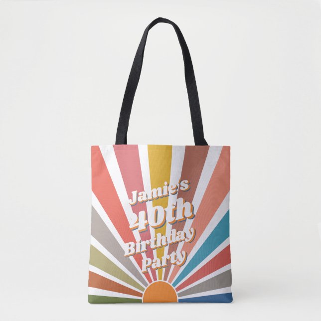 Fun Retro Custom 40th Birthday Vintage Photo Tote Bag (Front)