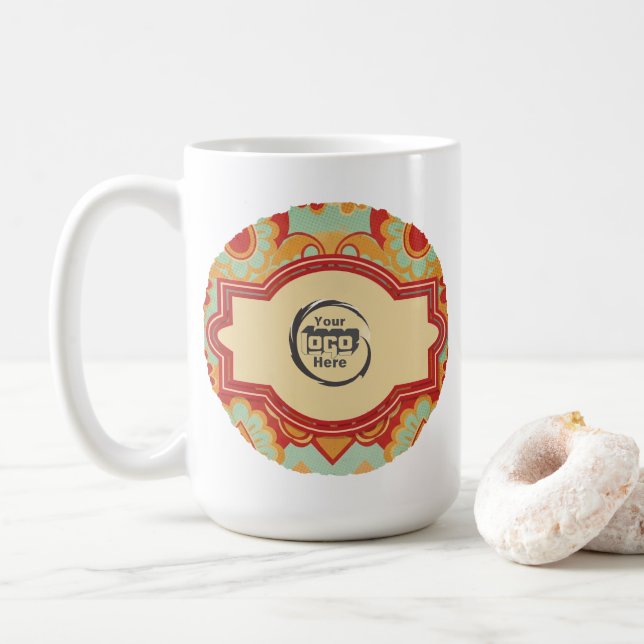 Fun Retro Custom 'you logo here" Coffee Mug (With Donut)